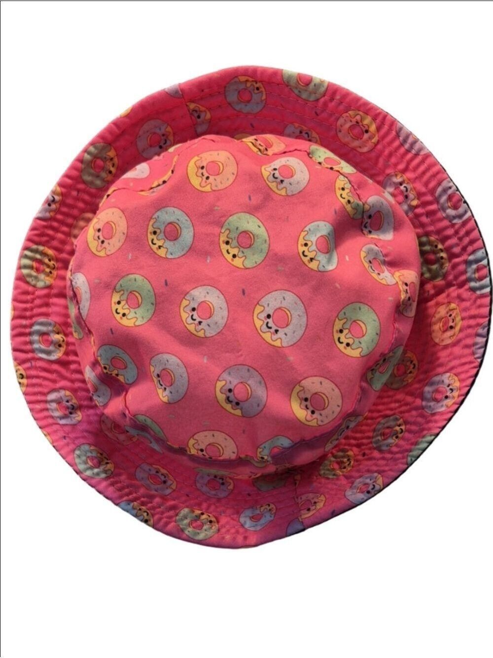 Girls Pink Donut-Print Bucket Hat